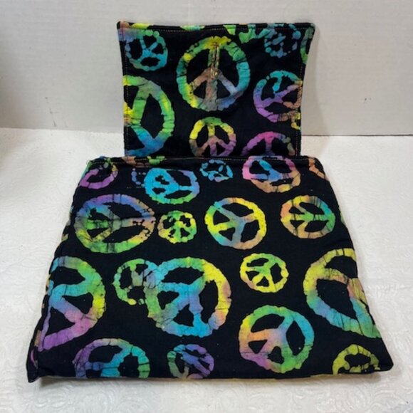 PEACE Symbol Designed Button Cotton Storage Travel Fold Over Pouch Bag - Picture 3 of 9